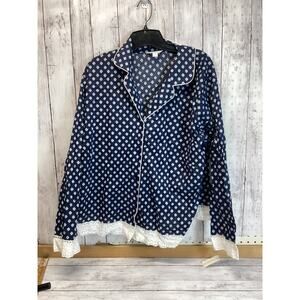 Separates Women Plus Size Mini Floral /Lace Trim Sleep Shirt, Navy Blue Size: 2X